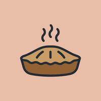 Hot Cooked Pie Line Outline vector