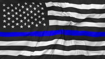 United States Thin blue line Flag Seamless Looping Background, Looped Bump Texture Cloth Waving Slow Motion, 3D Rendering video