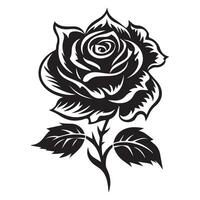 Black and white rose silhouette on a white background. Vector illustration.