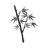 Bamboo leaves icon over white background, silhouette style, vector illustration