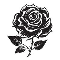 Black and white rose silhouette on a white background. Vector illustration.