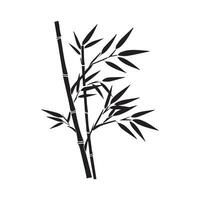 Bamboo leaves icon over white background, silhouette style, vector illustration