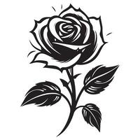 Black and white rose silhouette on a white background. Vector illustration.