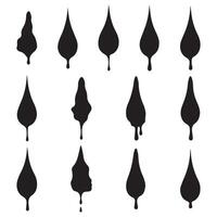 Paint drips black vector set. Isolated on a white background design.