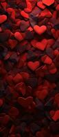 AI generated Cluster of red hearts emotive composition, highlighting depth and passion. AI generative. photo