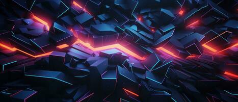 AI generated Modern neon design with hexagonal patterns and electric vibes. photo