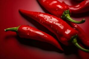 AI generated Spicy charm a red pepper background sets the stage for flavorful chili photo