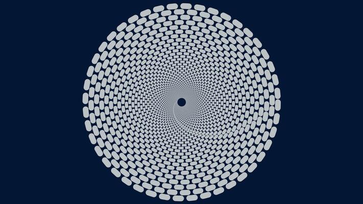 Abstract spiral dotted dark blue vortex background.