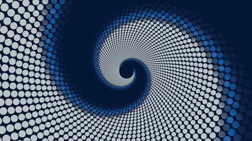 Abstract spiral dotted dark blue vortex background. vector