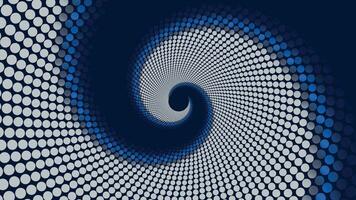 Abstract spiral dotted dark blue vortex background. vector