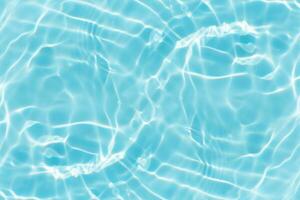 Bluewater waves on the surface ripples blurred. Defocus blurred transparent blue colored clear calm water surface texture with splash and bubbles. Water waves with shining pattern texture background. photo
