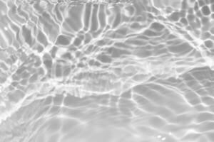 White water with ripples on the surface. Defocus blurred transparent white colored clear calm water surface texture with splashes and bubbles. Water waves with shining pattern texture background. photo