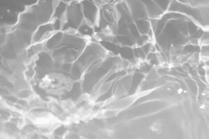 White water with ripples on the surface. Defocus blurred transparent white colored clear calm water surface texture with splashes and bubbles. Water waves with shining pattern texture background. photo