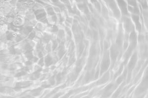 White water with ripples on the surface. Defocus blurred transparent white colored clear calm water surface texture with splashes and bubbles. Water waves with shining pattern texture background. photo