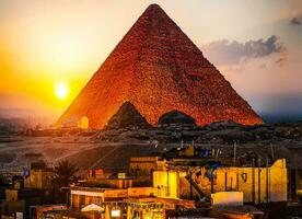 A beautiful picture of the pyramids in Giza, Egypt photo