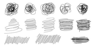 Hand drawn scribble set. Vector illustration isolated on white background.