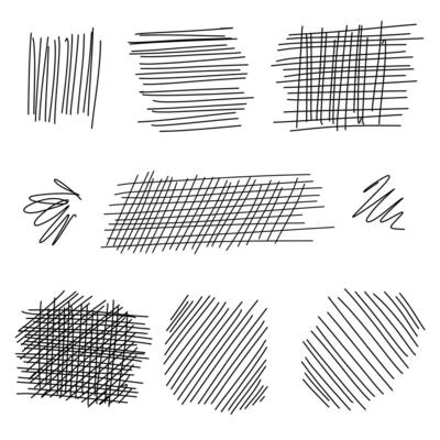 Hand drawn scribble set. Vector illustration isolated on white background.