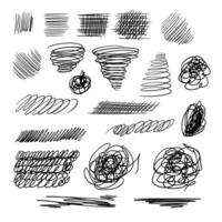 Hand drawn scribble set. Vector illustration isolated on white background.