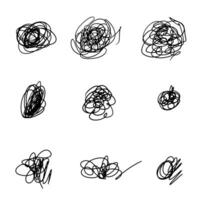 Hand drawn scribble set. Vector illustration isolated on white background.