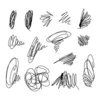 Hand drawn scribble set. Vector illustration isolated on white background.