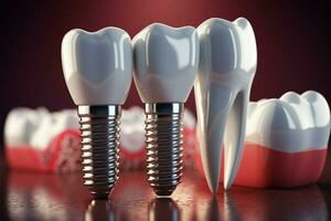 ai generado dientes renovación realista dental implante representa un penetración en avanzado dental tratos foto