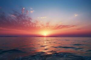 AI generated Dawn panorama the tranquil sea under the mesmerizing sunrise hues photo