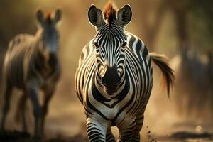 AI generated Forest stripes a zebras portrait capturing its unique grace photo