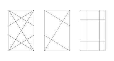 Golden ratio grid set. Method golden section template. Fibonacci array, numbers icons. Harmony gold proportions frames. Outline vector graphic illustration.