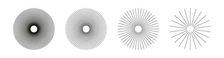 radial circulo líneas. símbolo de Dom estrella rayos radios con radiante rayas red. conjunto de circular líneas elementos. plano diseño elemento. resumen espejismo geométrico forma. vector gráfico ilustración.