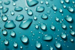 AI generated Blue canvas adorned raindrops create an artistic display backdrop photo