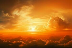 AI generated Natures canvas Bright sun and clouds paint orange sky backdrop photo