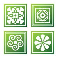 Vintage abstract green tiles with patterns inside vector