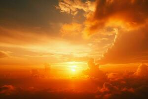 ai generado natural belleza brillante Dom y nubes en contra naranja cielo fondo foto