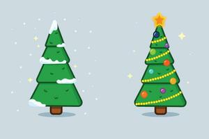 Christmas trees. Flat vector illustration of Christmas trees. Christmas tree in the snow and decorated Christmas tree with toys, christmas tree, christmas tree merry christmas,happy christmas,christma