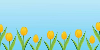 Spring season vector background yellow tulips, nature illustration