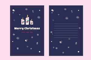 vector minimalista alegre Navidad y contento nuevo año saludo tarjeta con sitio para texto