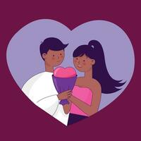 Couple in love. Flat cartoon style illustration for valentine's day. vector