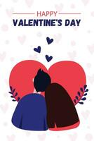 Valentine's Day vector card with cute couple flat vector illustration