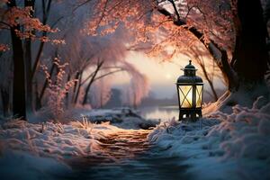 AI generated Winter magic morning coffee adds warmth to the enchanting winter morning photo