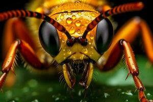 AI generated Leafy elegance macro portrait showcasing an insects delicate features photo