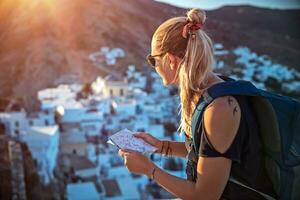 Traveler woman in the mountins photo