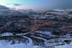 Mountainous Town in Winter photo