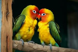 AI generated Stunning beauty Closeup of love birds displays their colorful elegance photo