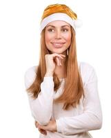 mujer bonita con sombrero de santa foto