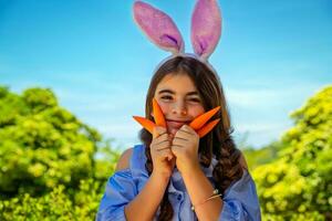 Cute happy Easter bunny photo