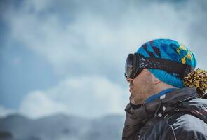 Active Man Enjoying Winter Landscape photo