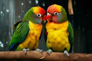 AI generated Stunning beauty Closeup of love birds displays their colorful elegance photo