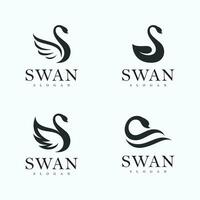 cisne logo sencillo y elegante vector símbolo