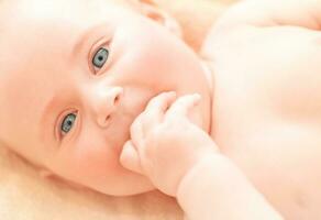 Portrait of newborn child photo