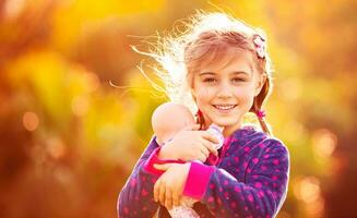 Cute girl playing outside photo